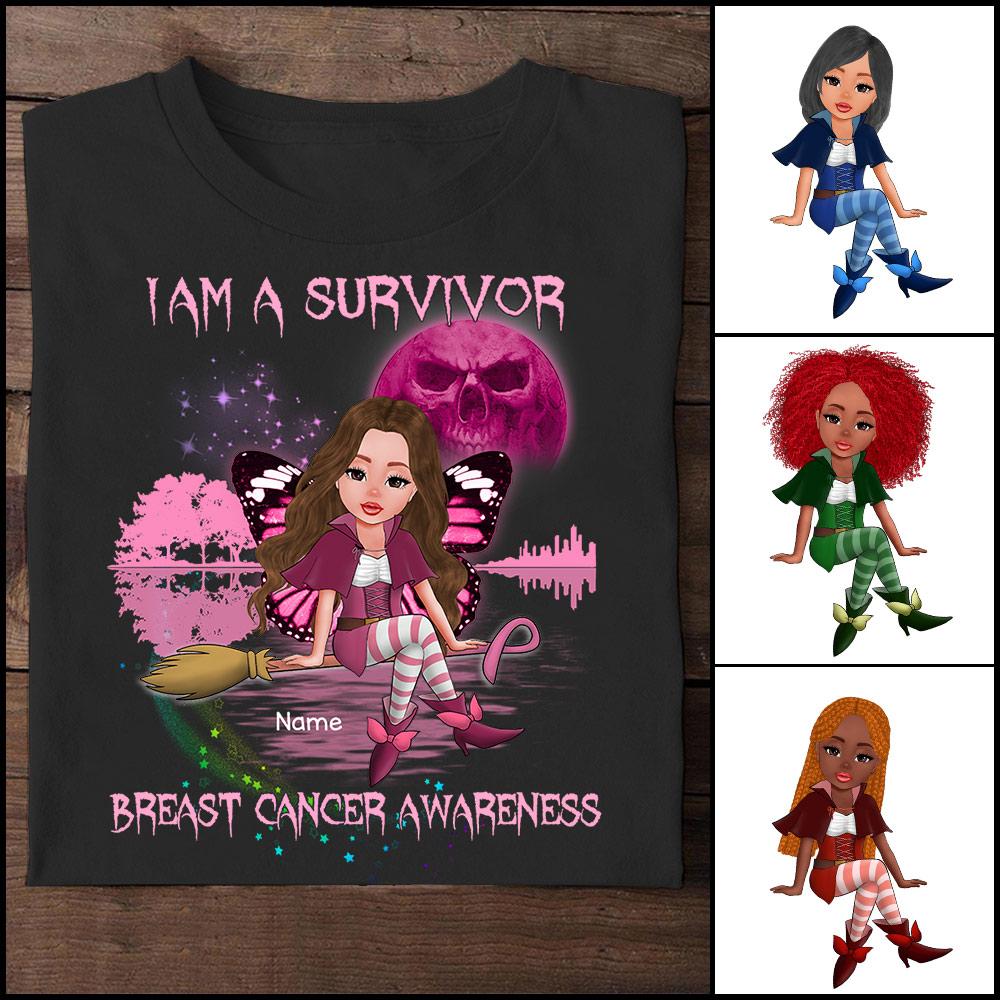 I Am A Survivor Breast Cancer Awareness Pink Butterfly Shirt, Breast Cancer Awareness Shirt For October Girl, Custom Breast Cancer Woman Shirt