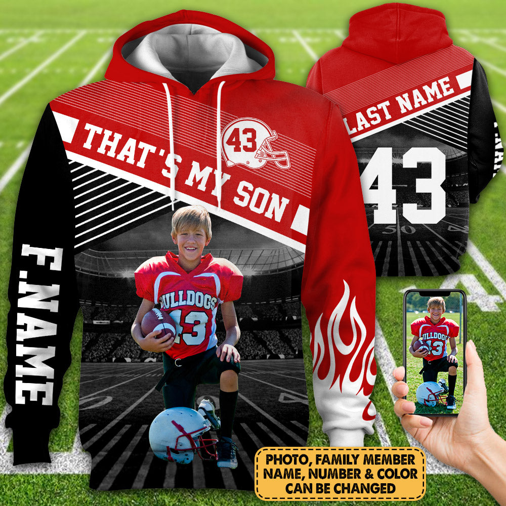 Personalized Shirt That's My Son All Over Print Shirt For Football Mom Dad Grandma Sport Family Game Day Shirt H2511