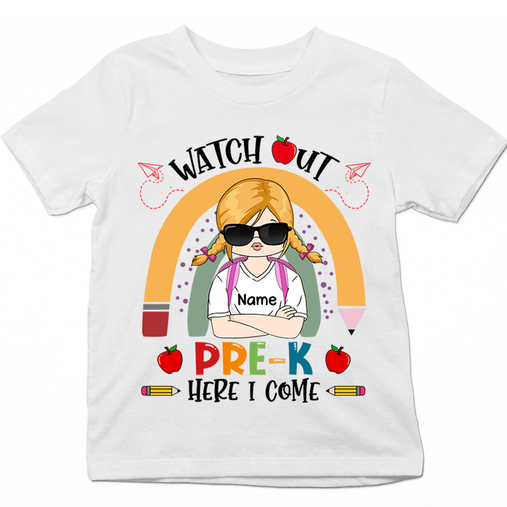 Personalized Watch Out Pre-K Here I Come, Back To School Shirt, First Day Of School Shirt Gift For Kid