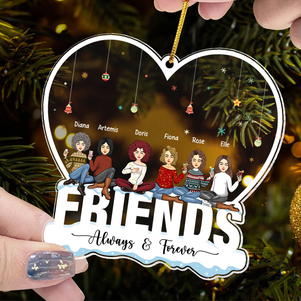 Always & Forever Friends - Personalized Heart Shape Acrylic Ornament