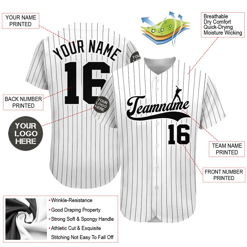 Custom Pinstripe Baseball Jersey Button Down Shirt Printed or