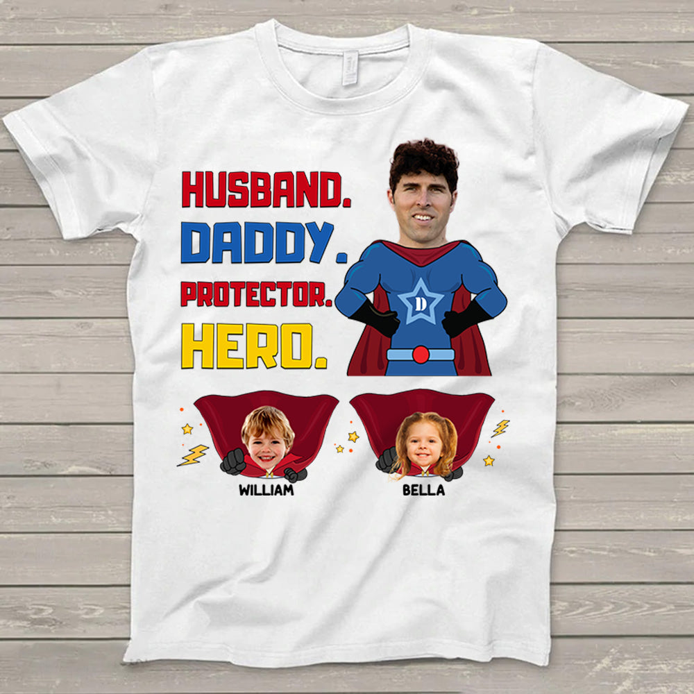 Hus Band Daddy Protector Hero, Image Custom T-Shirt For Dad, Gift For Dad