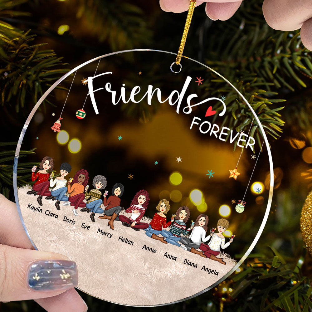 Friends Forever Personalized Circle Acrylic Ornament vr2