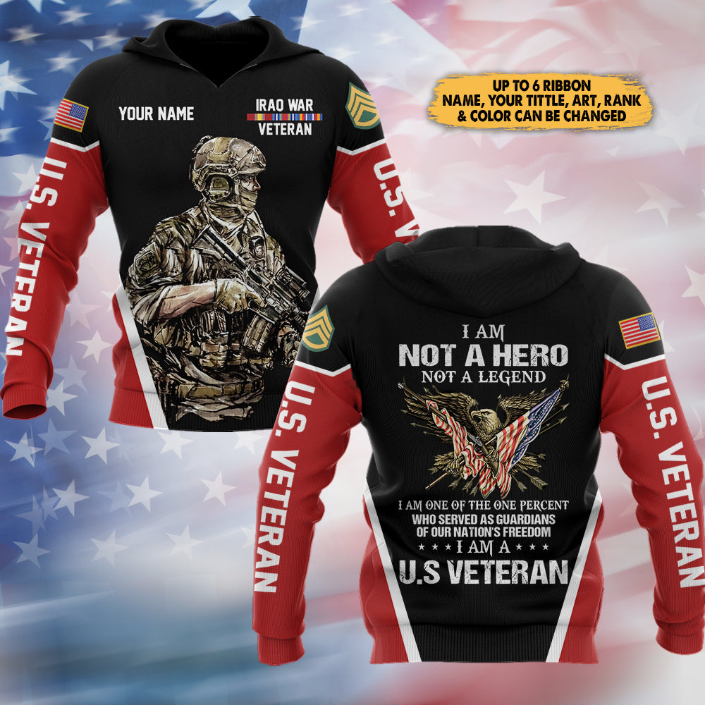 Personalized Shirts For Veteran Custom Name Rank And Medal Ribbon Gift For Veteran I Am Not A Hero I Am A U.S. Veteran Shirts H2511