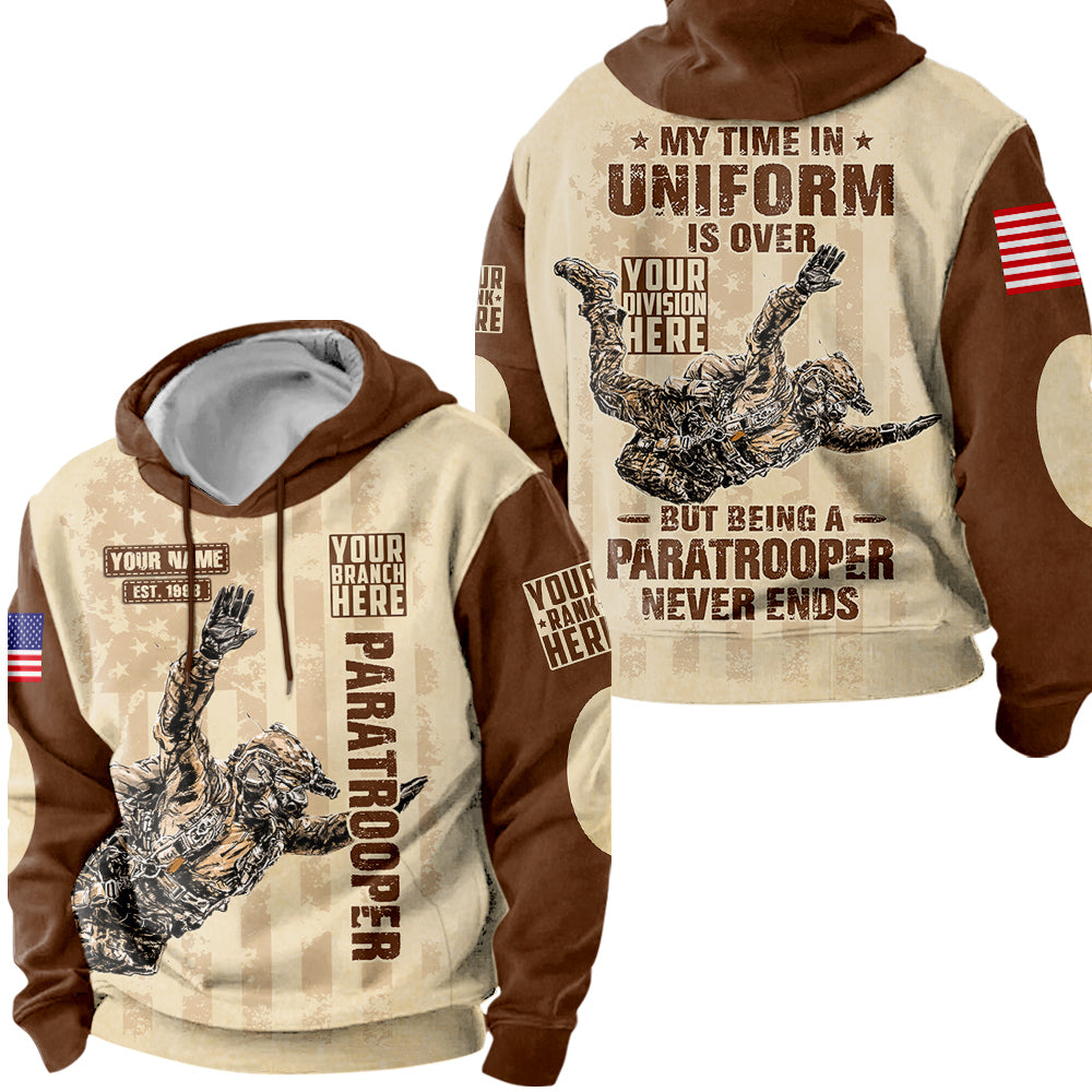 My Time In Uniform Is Over But Being A Paratrooper Never Ends Personalized All Over Print Shirt For Veteran H2511