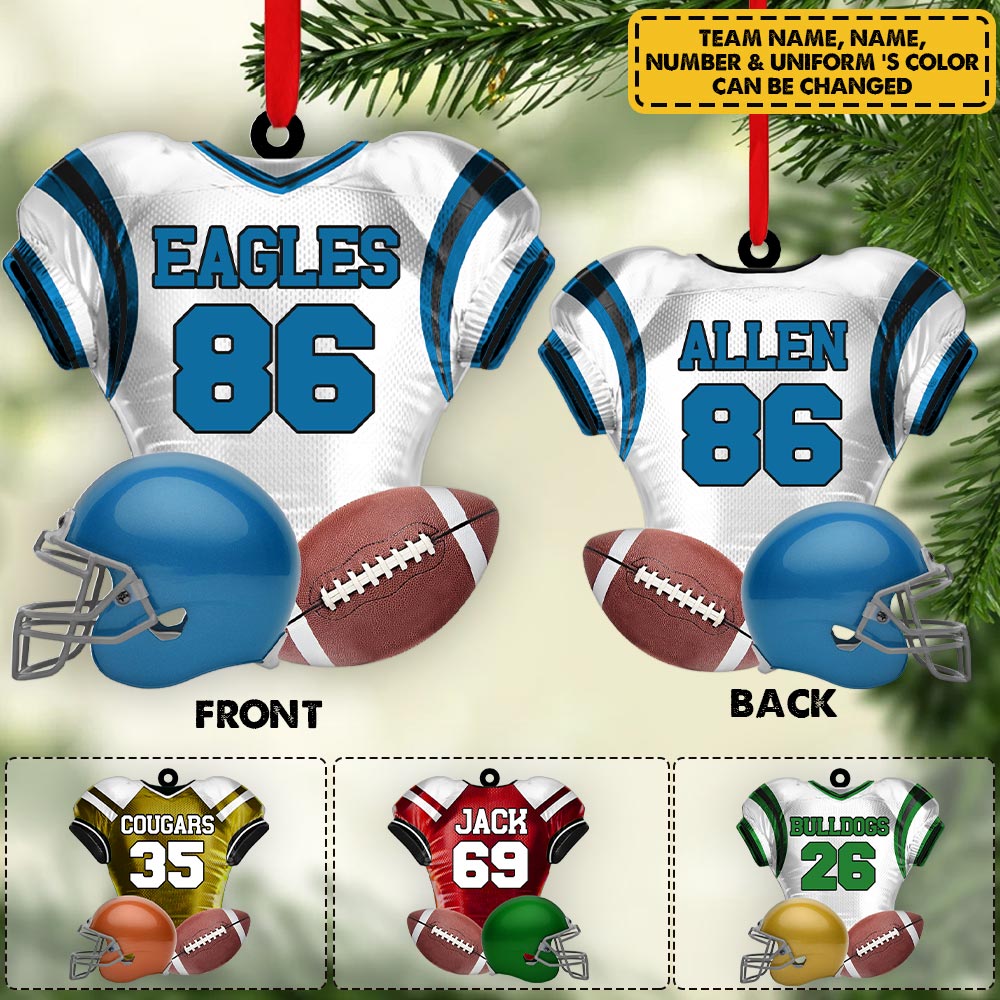 Personalized Ornament For Football Player - Gift For Football Lovers - Football Player 2 Sides Ornament