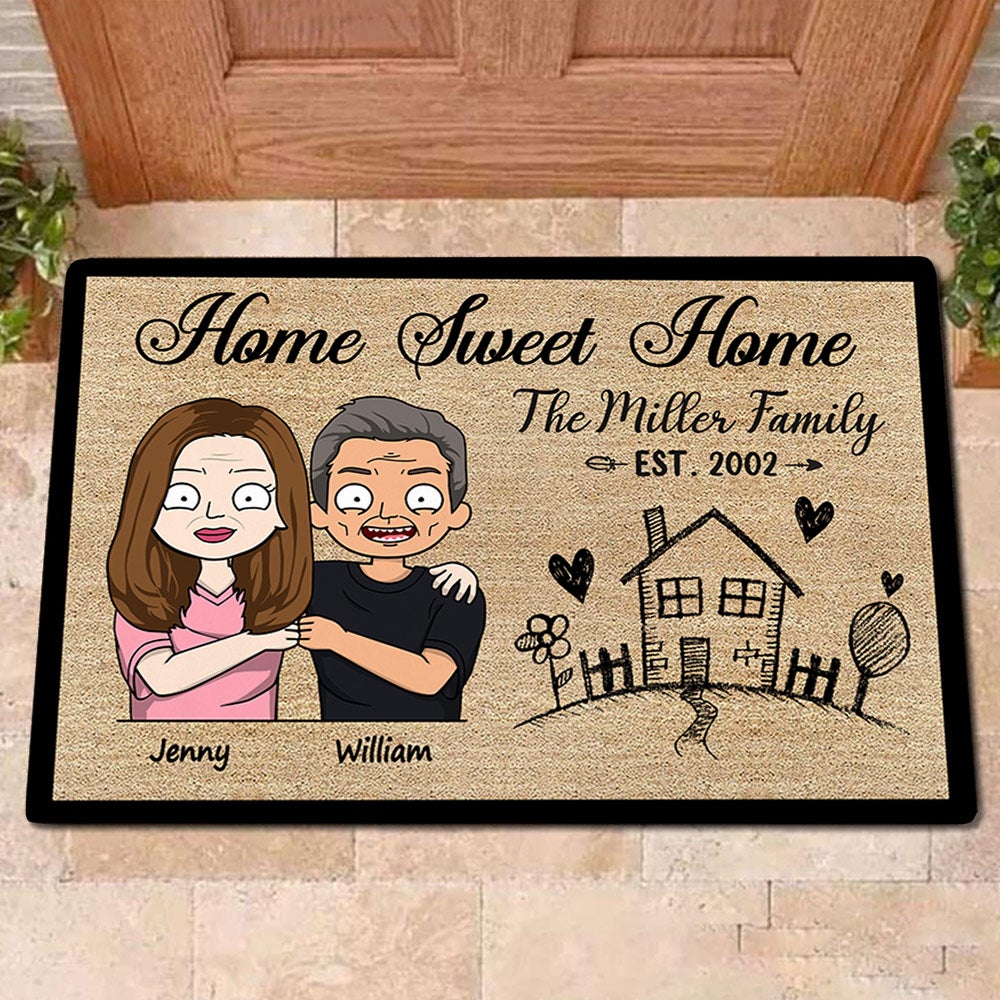 Personalized Home Sweet Home Family Doormat Funny Wife And Husband Couple Doormat