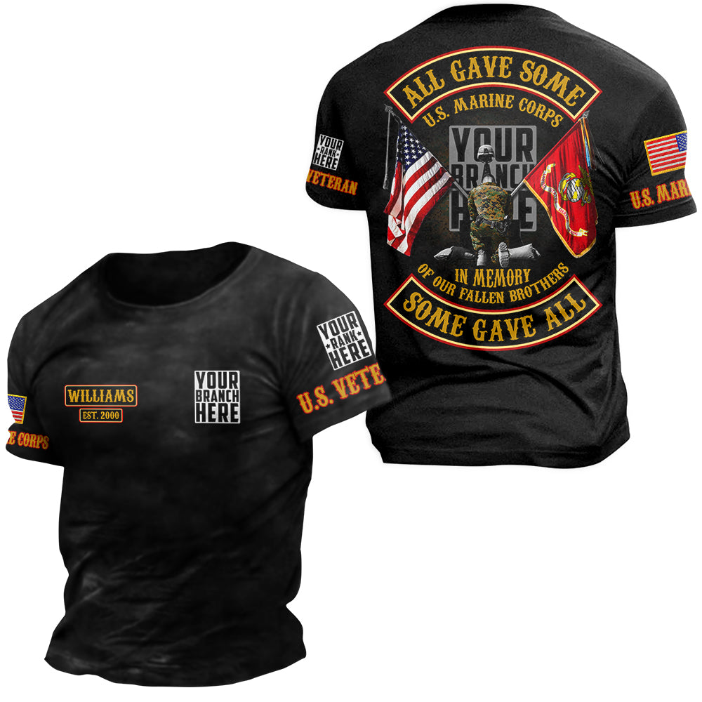 All Gave Some Some Gave All Personalized All Over Print Shirt For Veteran Custom Branch Rank Shirt H2511