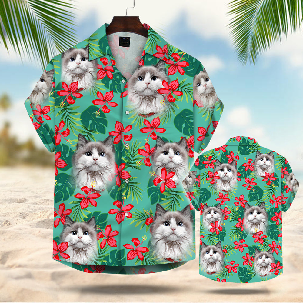 Custom Hawaiian Shirts With Pet Face, Dog Cat Floral Hawaiian