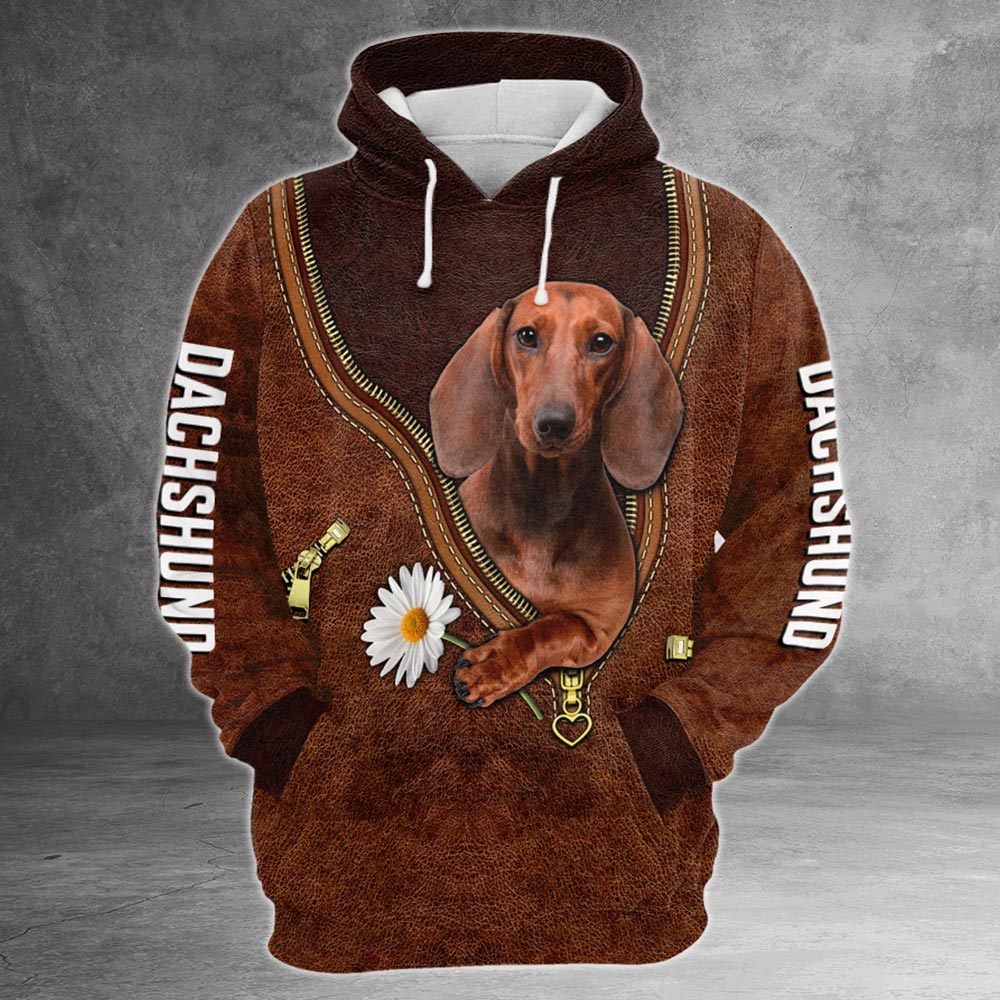 Gifts For Dachshund Lovers - Dachshund Daisy Shirts - All Over Print Leather Pattern Shirt For Dog Mom Dog Lovers