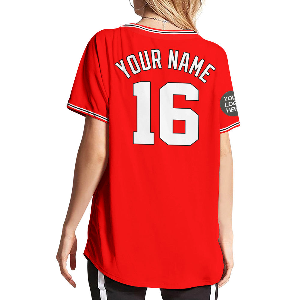 Custom Logo Name Number Red Baseball Jersey