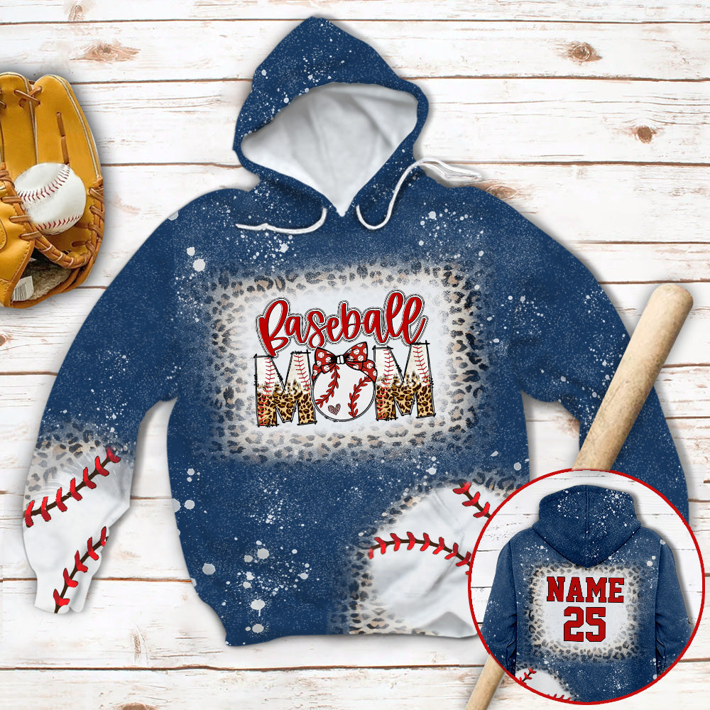 Personalized Shirts Baseball Mom Leopard Bleach 3D All Over Print Shirts For Baseball Mom Grandma Hk10