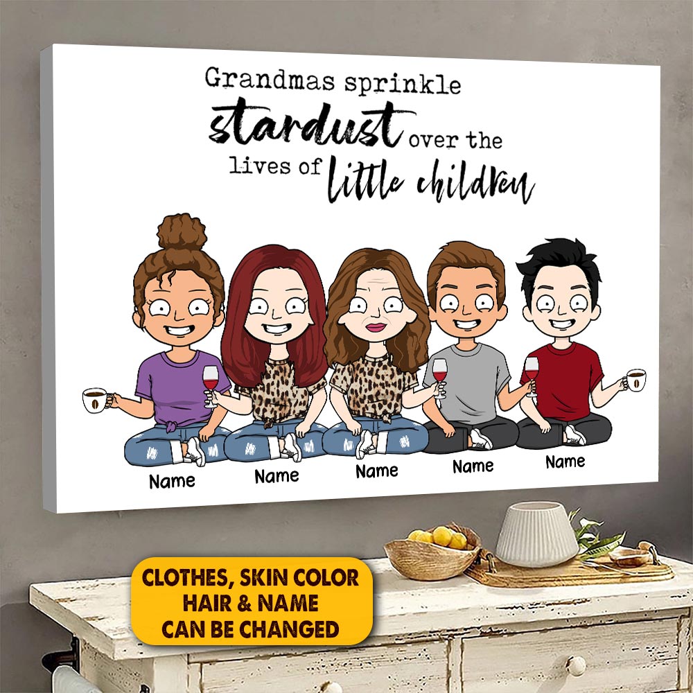Personalized Grandmas Sprinkle Stardust Over The Lives Of Little Children Poster Canvas For Mom Grandma Mama