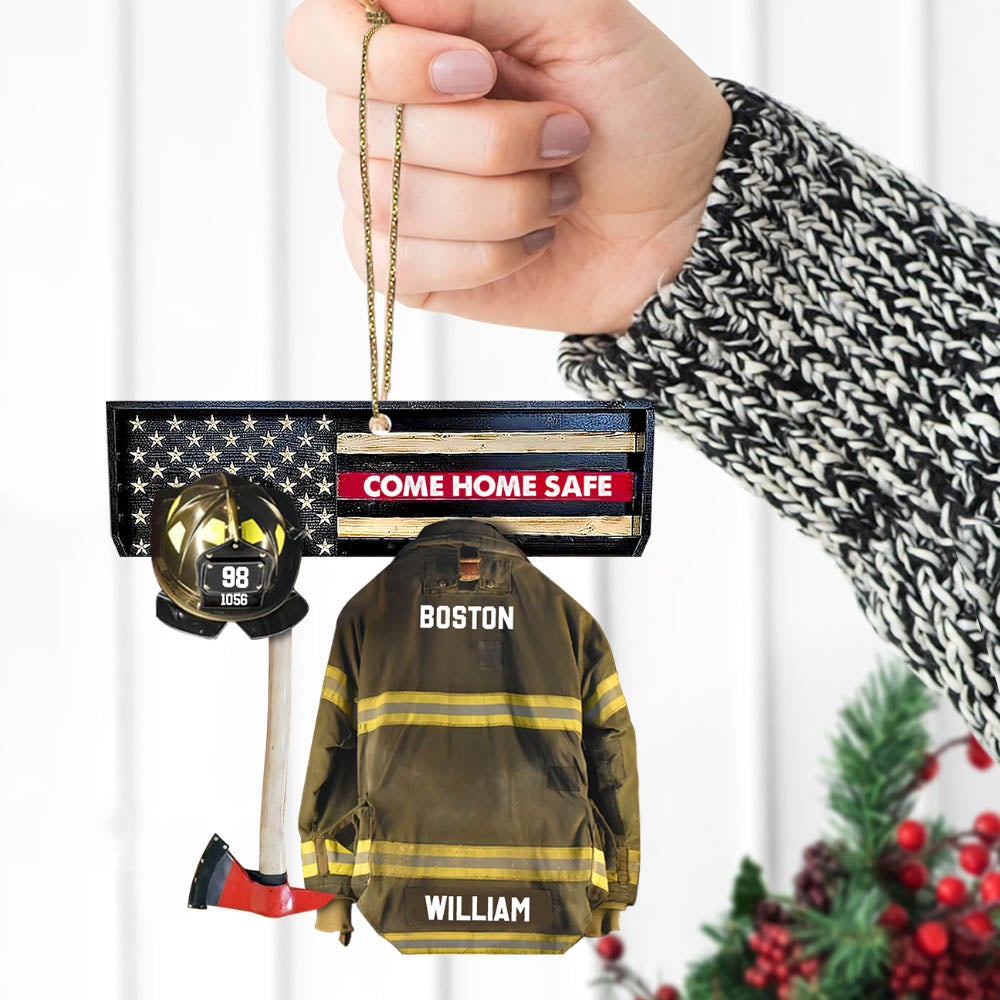 Personalized Ornament Gifts For Firefighter - Armor Custom Cut Shaped Acrylic Ornament