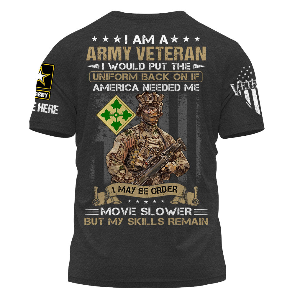 Personalized Shirt I Am A US Veteran I Would Put The Uniform Back On If America Needed Me Custom Branch Veteran Shirt K1702