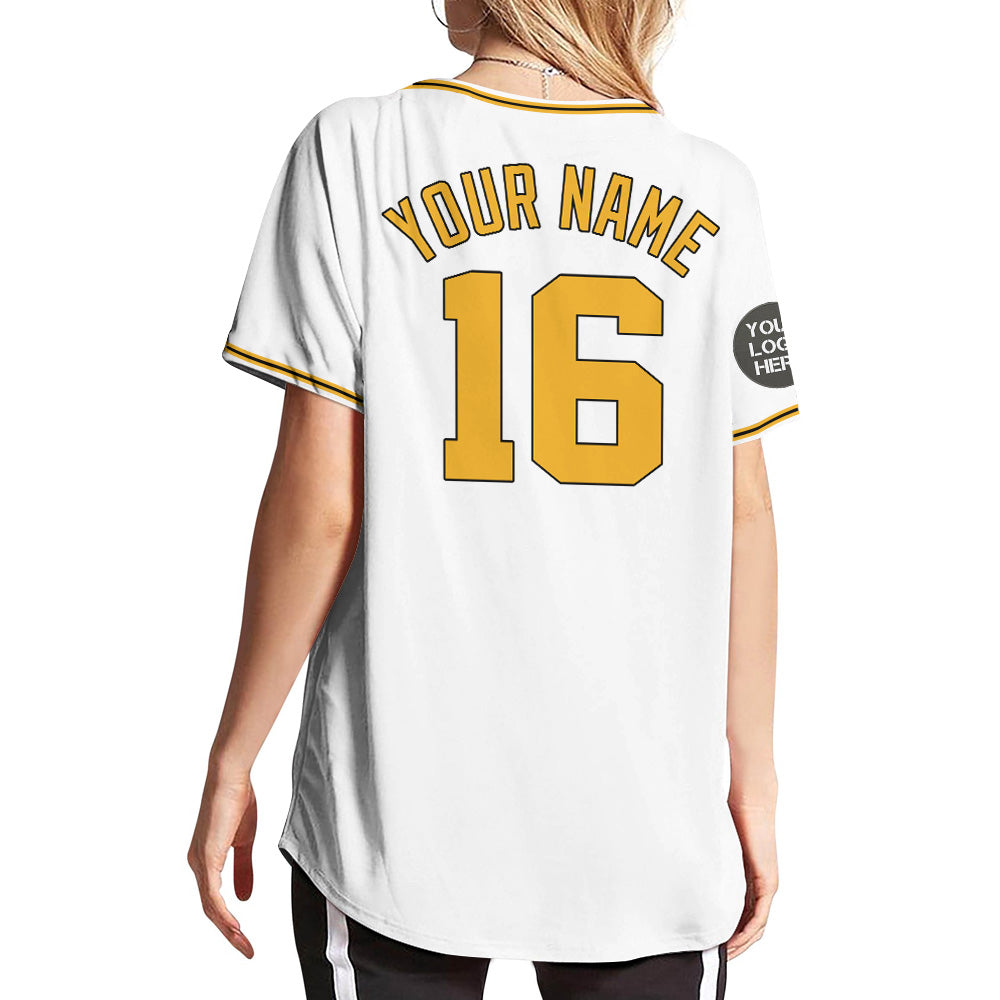 Custom Logo Name Number White Baseball Jersey