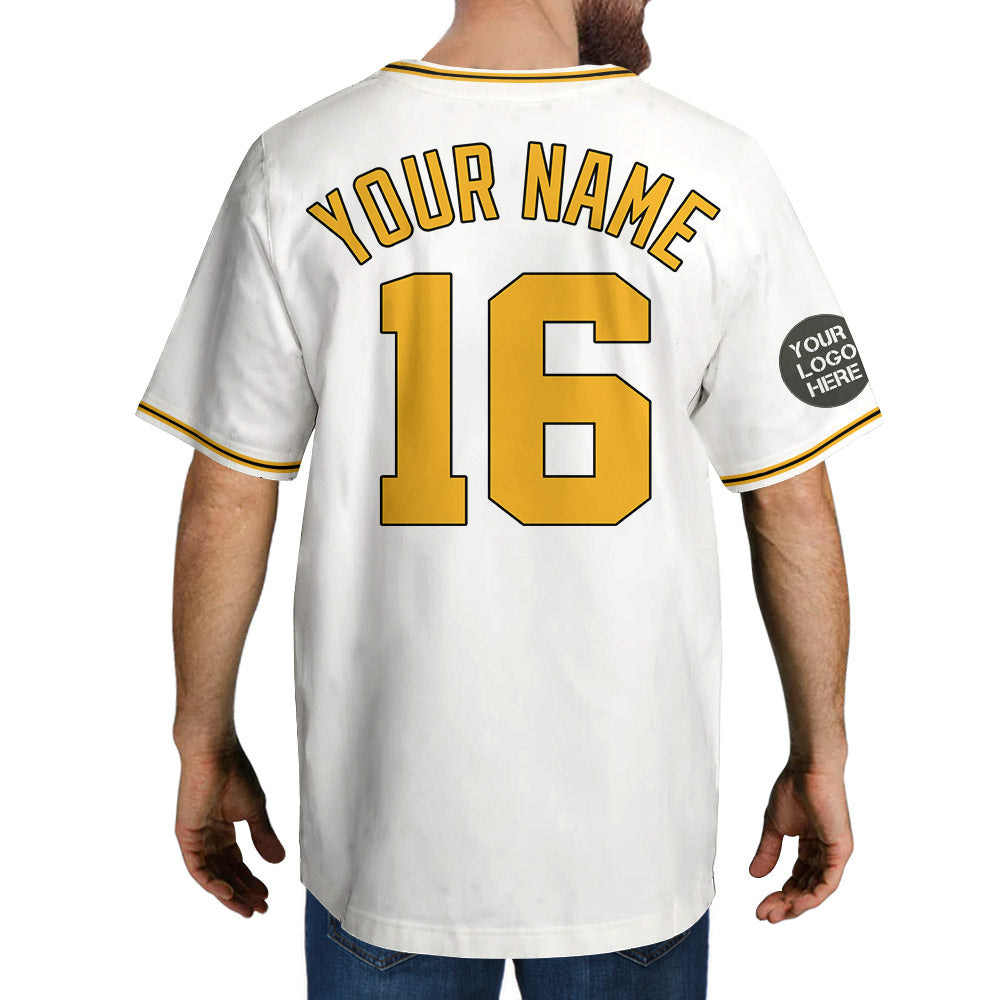 Custom Logo Name Number White Baseball Jersey