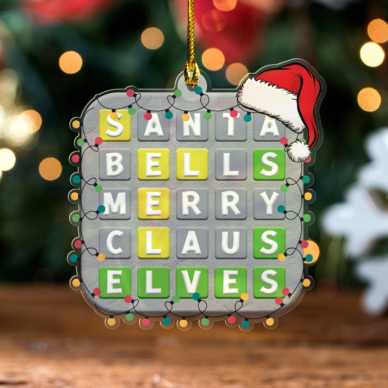 Wordle Acrylic Ornament, Wordle 2D Christmas Gift, Funny Wordle Lover Gift 2023, Wordle Puzzle Board Ornament, Wordle Gift For Mom Dad