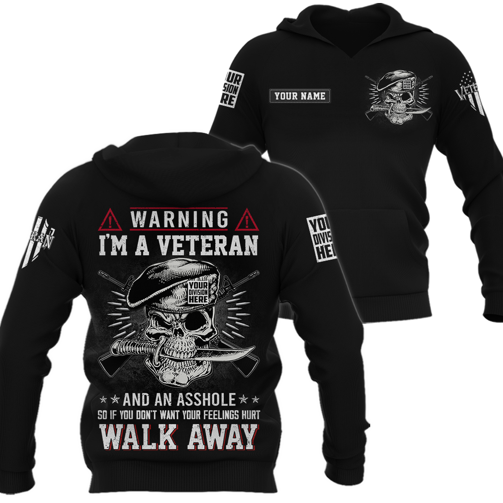 Warning I'm A Veteran Personalized Shirt Gift For People Served In The Military Custom Veteran Shirt K1702