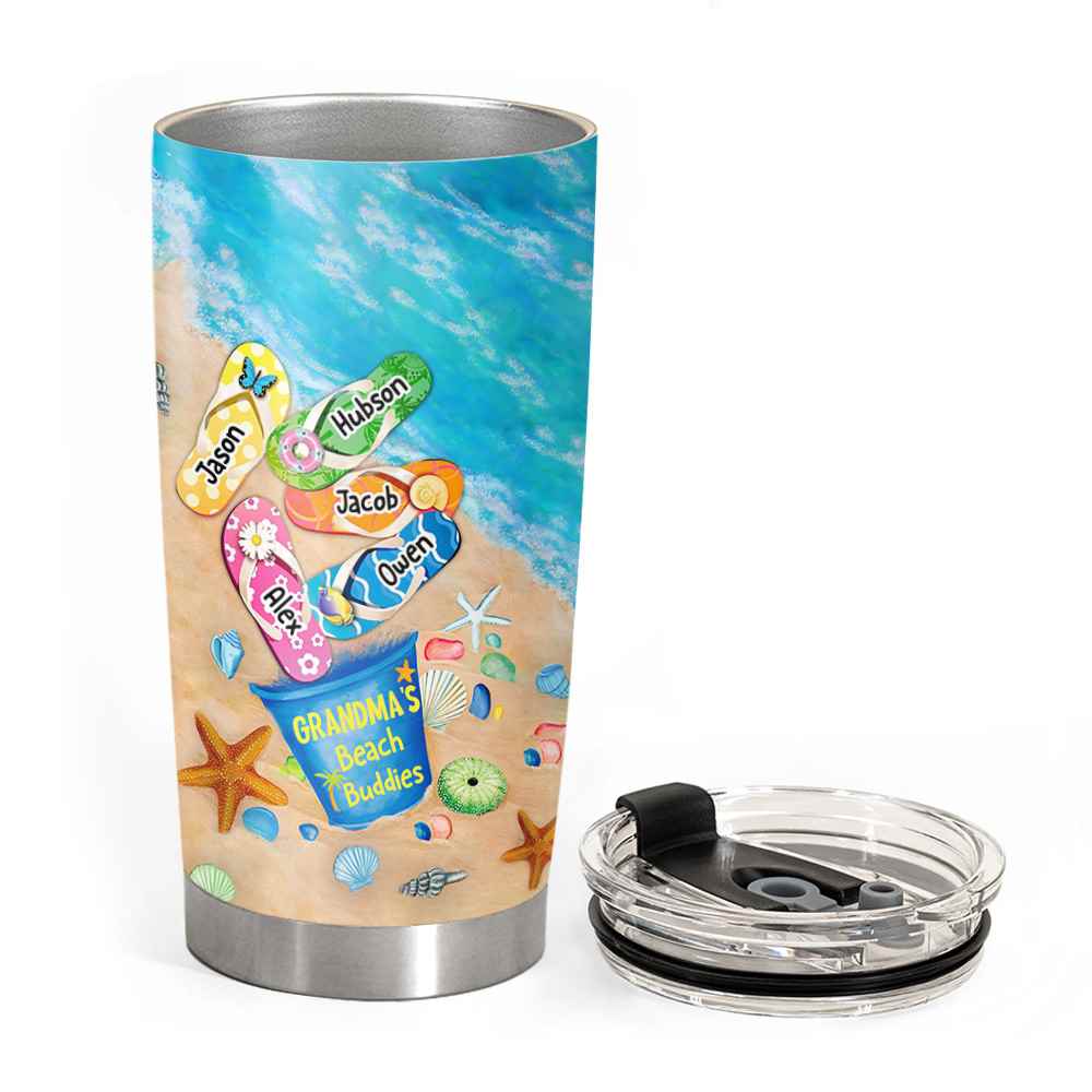 Grandma Beach Buddies Flip Flops Personalized Tumbler