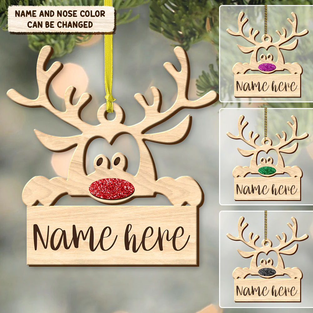 Personalized Ornament Gift For Family - Custom Ornaments Gift For Family - Retro Reindeer Wooden Ornament