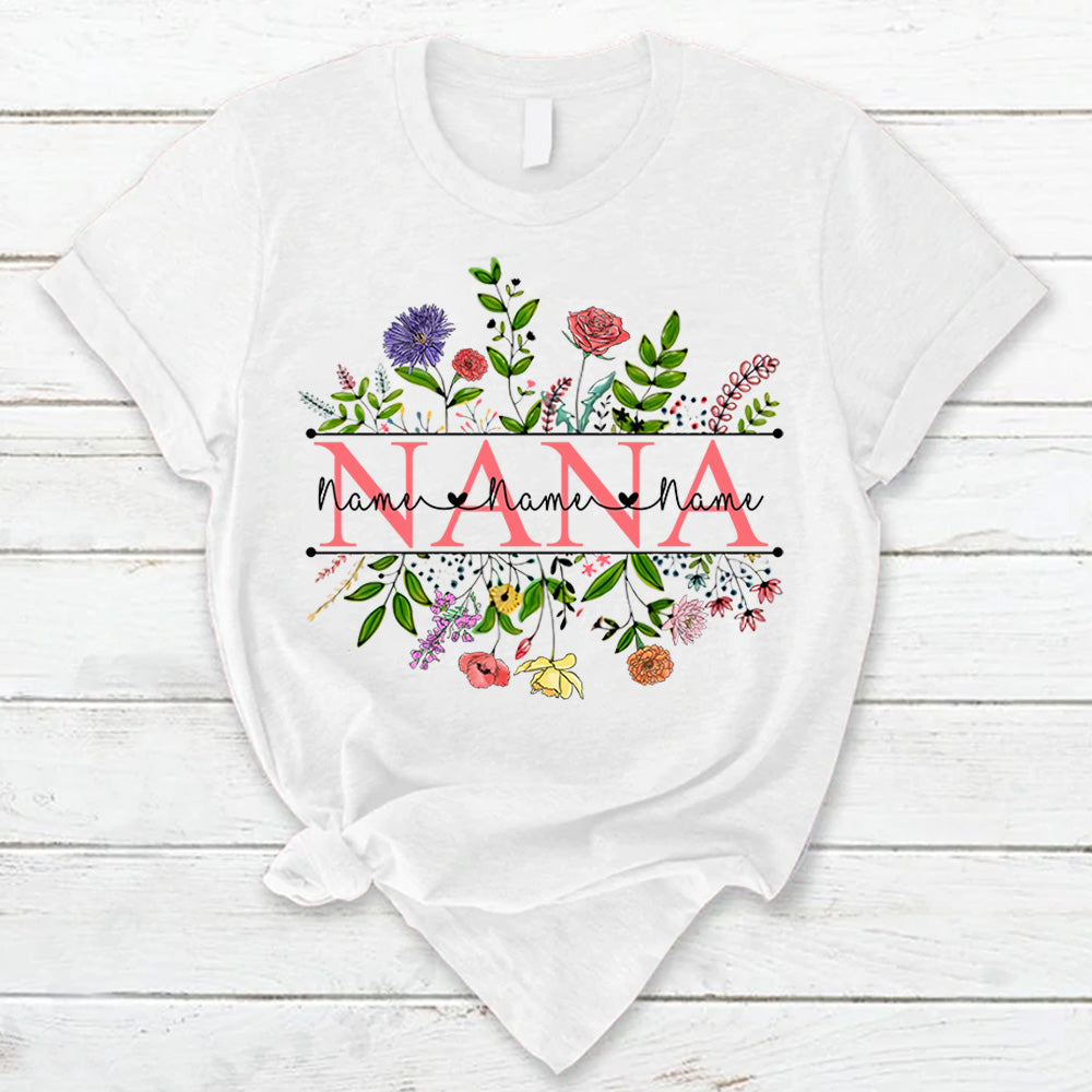 Personalized Wildflowers Watercolor Birth Flowers, Watercolor Floral Shirts For Grandma