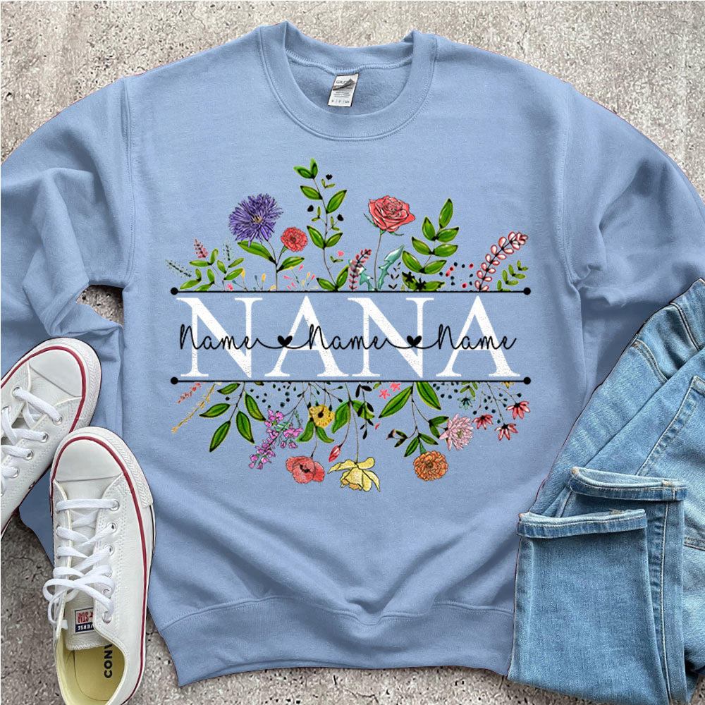 Personalized Wildflowers Watercolor Birth Flowers, Watercolor Floral Shirts For Grandma