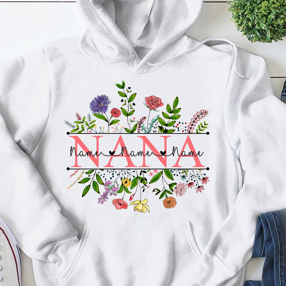 Personalized Wildflowers Watercolor Birth Flowers, Watercolor Floral Shirts For Grandma