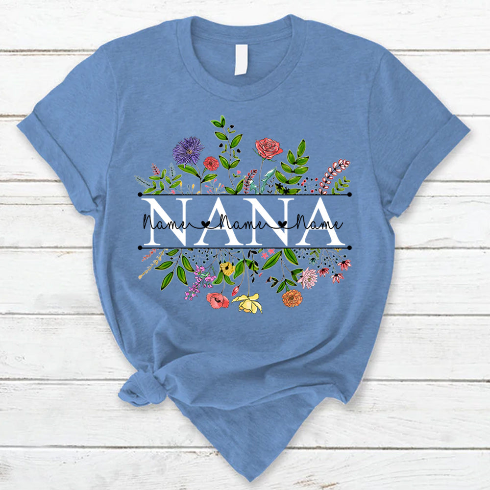 Personalized Wildflowers Watercolor Birth Flowers, Watercolor Floral Shirts For Grandma