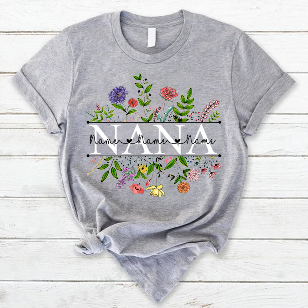 Personalized Wildflowers Watercolor Birth Flowers, Watercolor Floral Shirts For Grandma