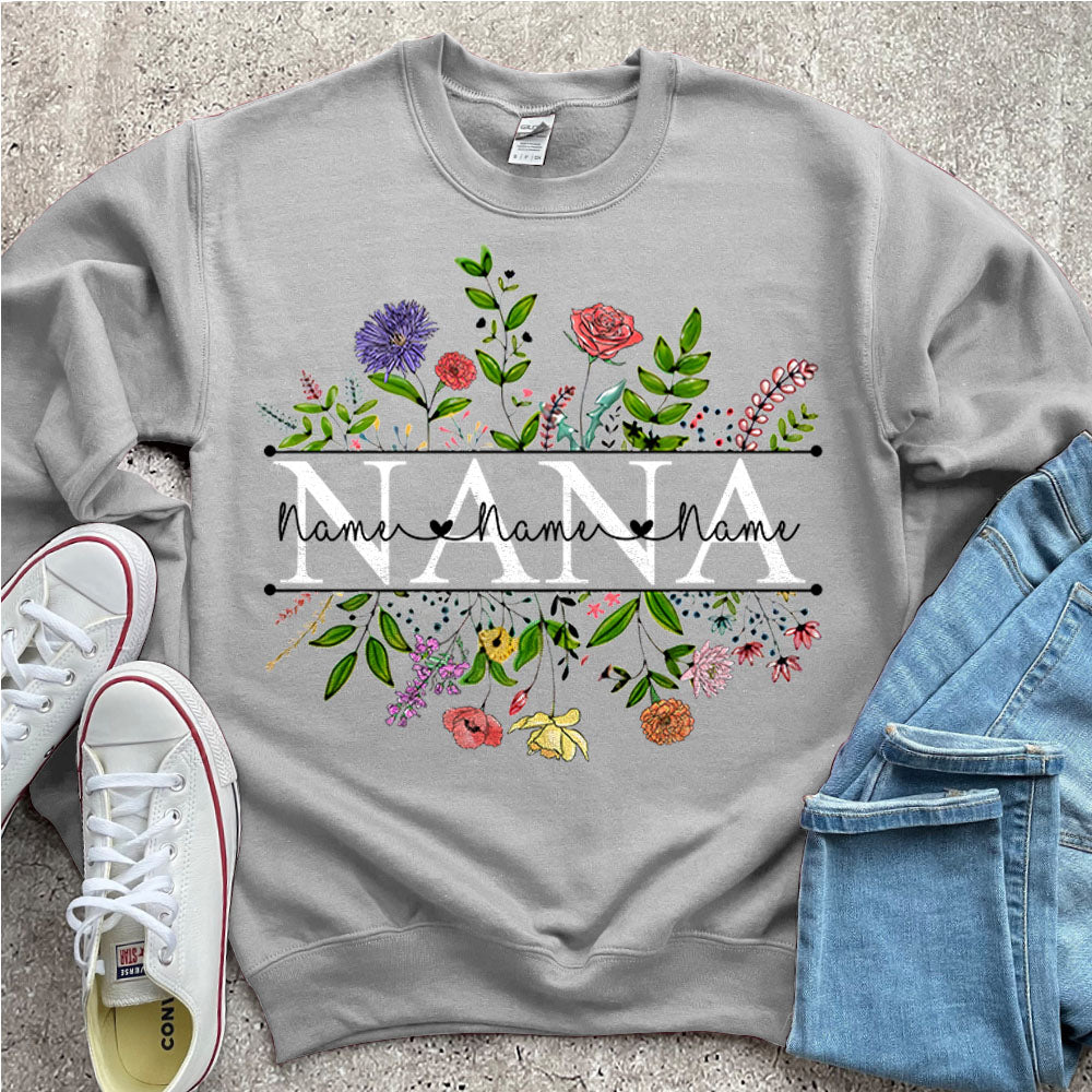 Personalized Wildflowers Watercolor Birth Flowers, Watercolor Floral Shirts For Grandma
