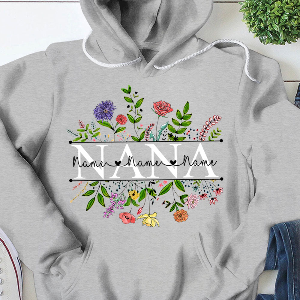 Personalized Wildflowers Watercolor Birth Flowers, Watercolor Floral Shirts For Grandma