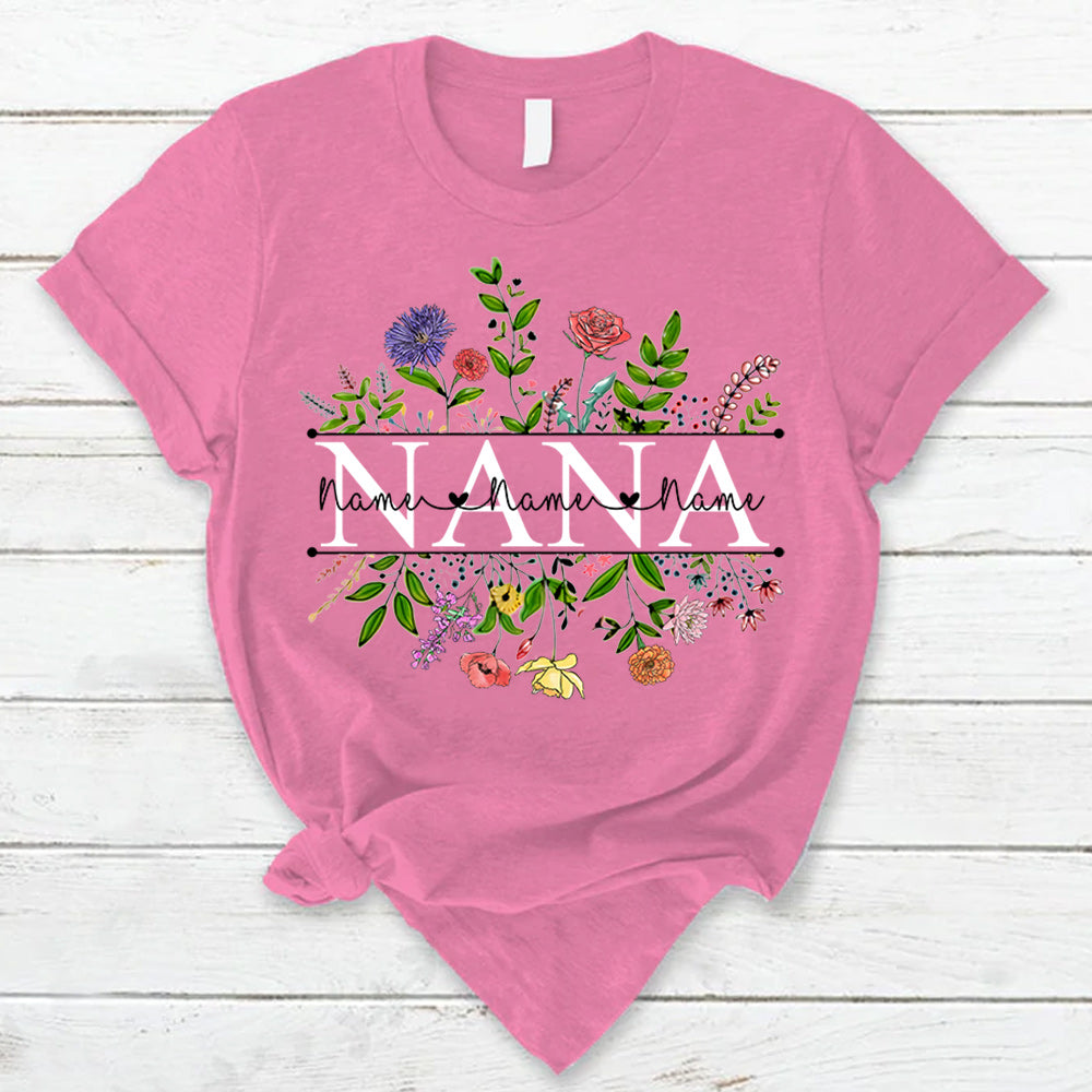 Personalized Wildflowers Watercolor Birth Flowers, Watercolor Floral Shirts For Grandma