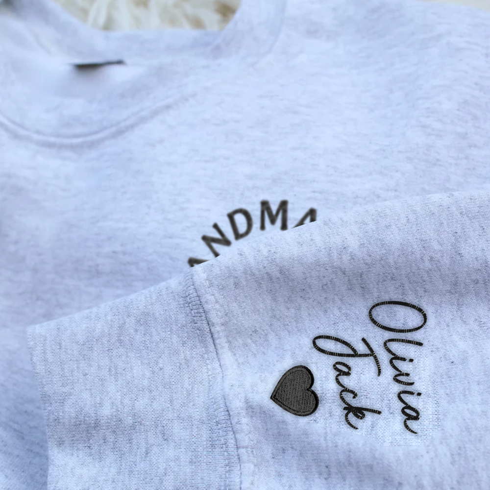Nana Daisy And Grandkids Crewneck Birthday Gift For Family Embroidered Sweatshirt