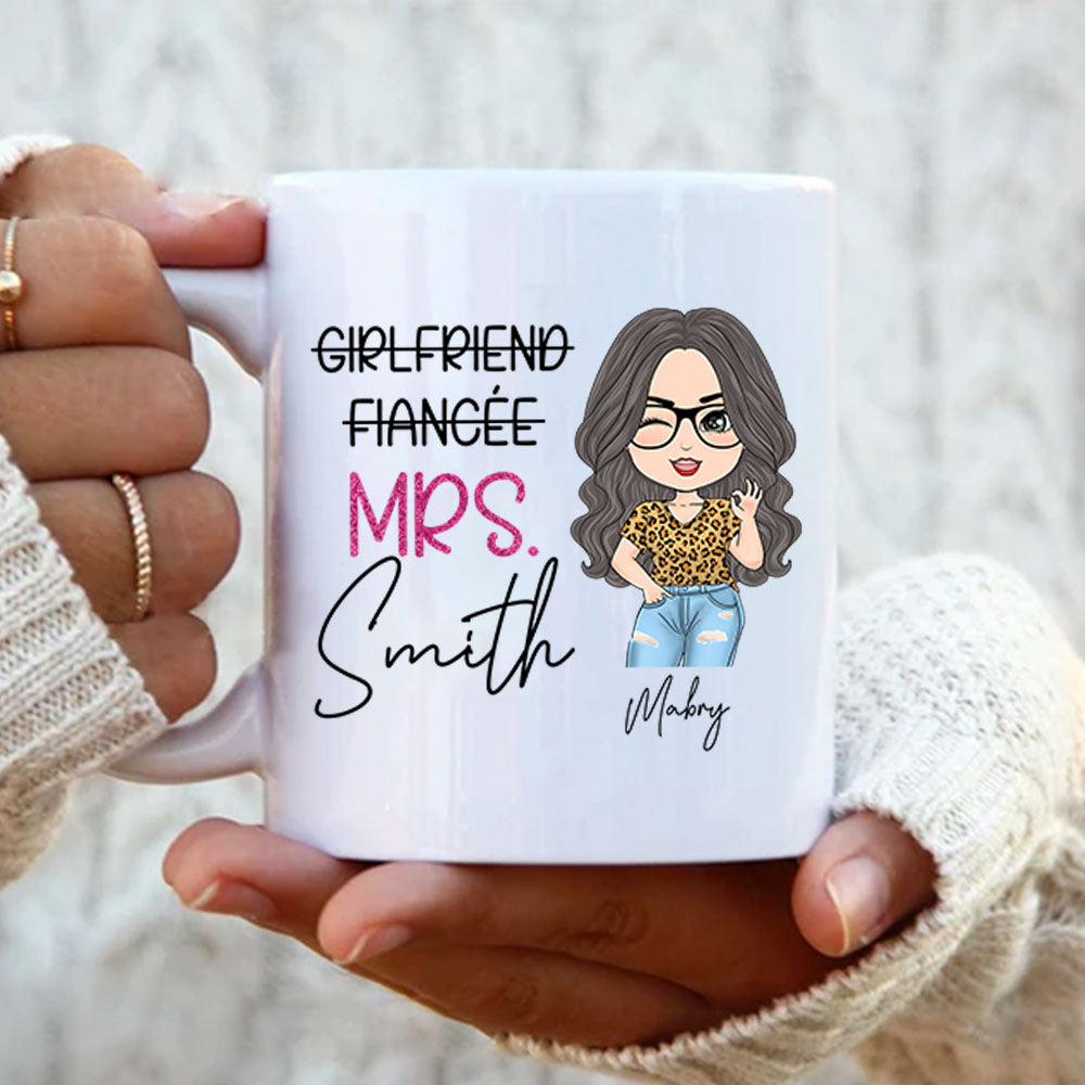 Custom Mrs Last Name Engagement Mug For Honeymoon