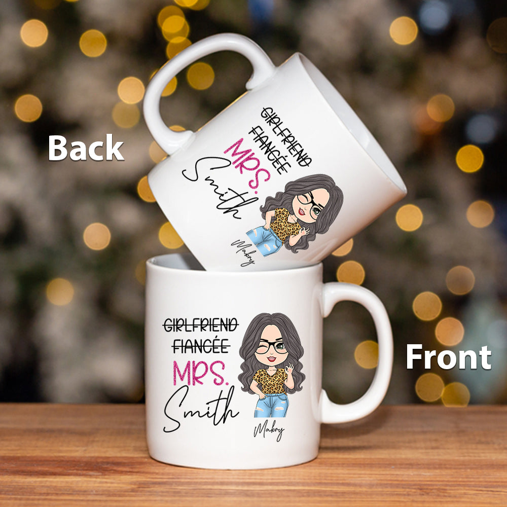 Custom Mrs Last Name Engagement Mug For Honeymoon