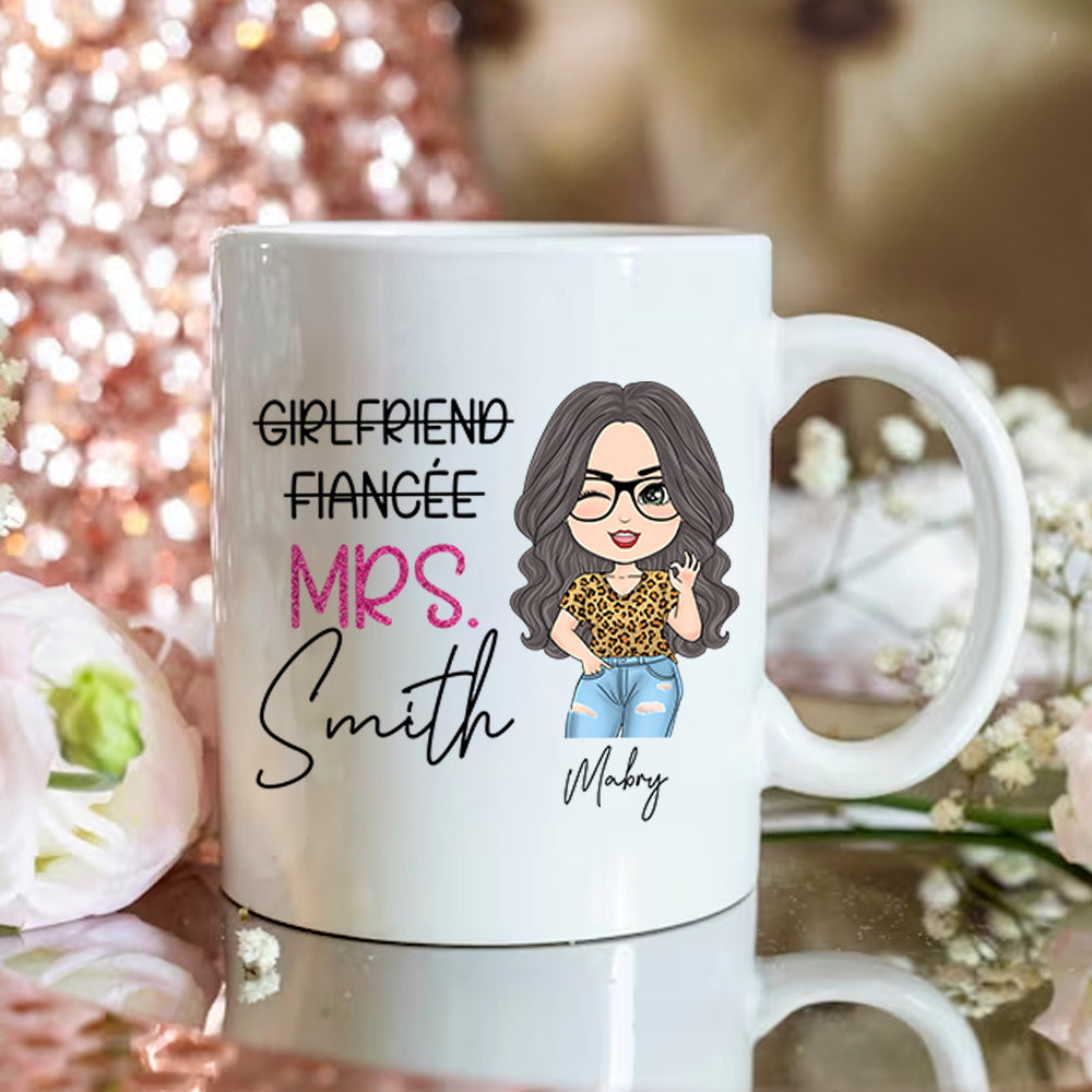 Custom Mrs Last Name Engagement Mug For Honeymoon