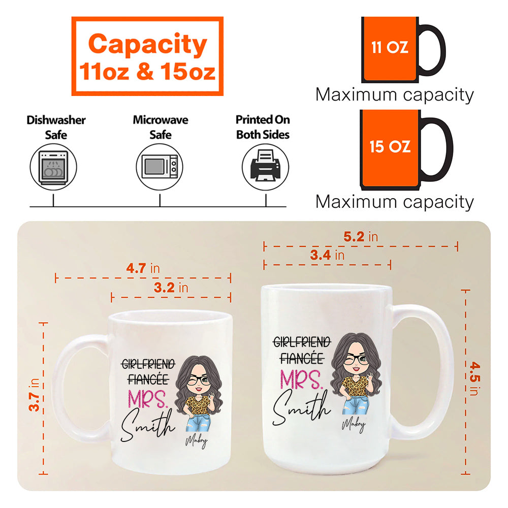 Custom Mrs Last Name Engagement Mug For Honeymoon