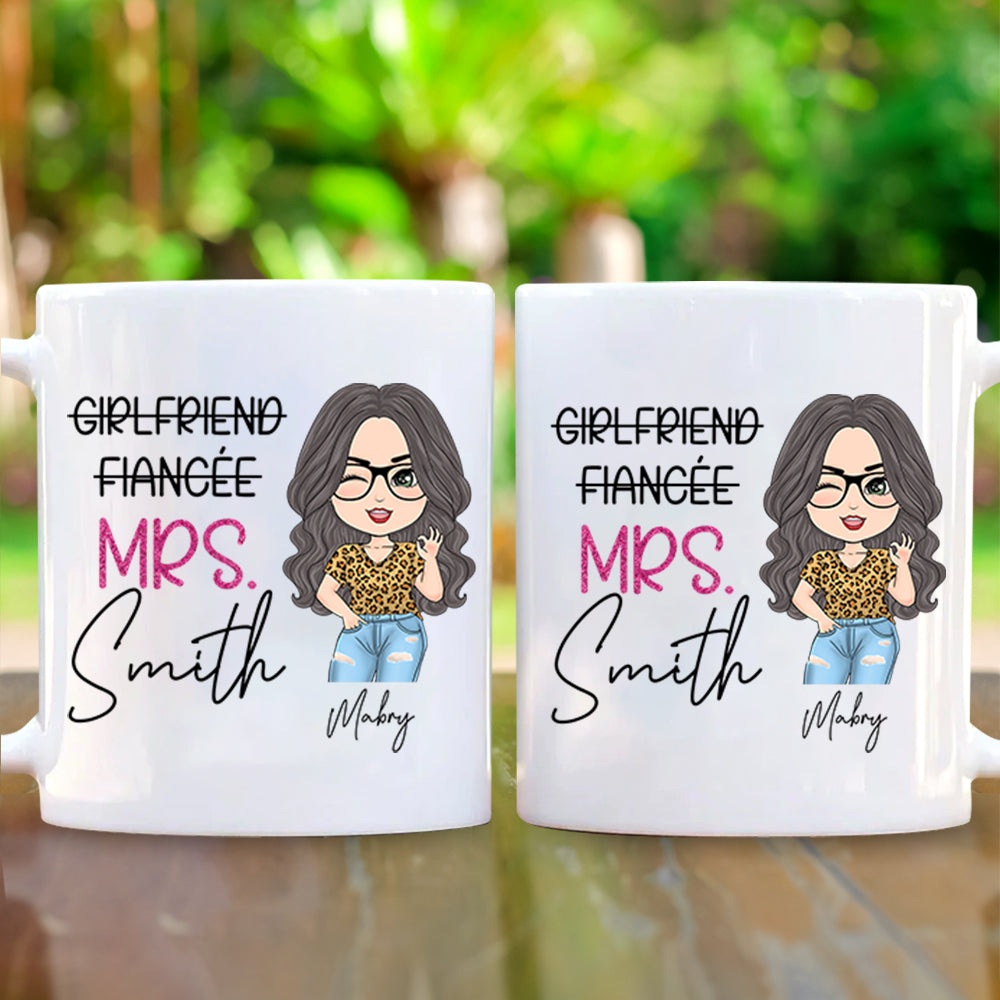 Custom Mrs Last Name Engagement Mug For Honeymoon