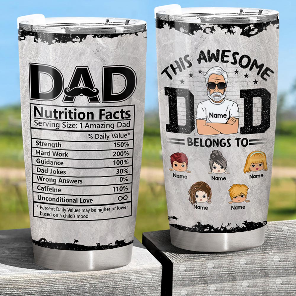 Dad Nutrition Facts Custom Tumbler Gift For Dad