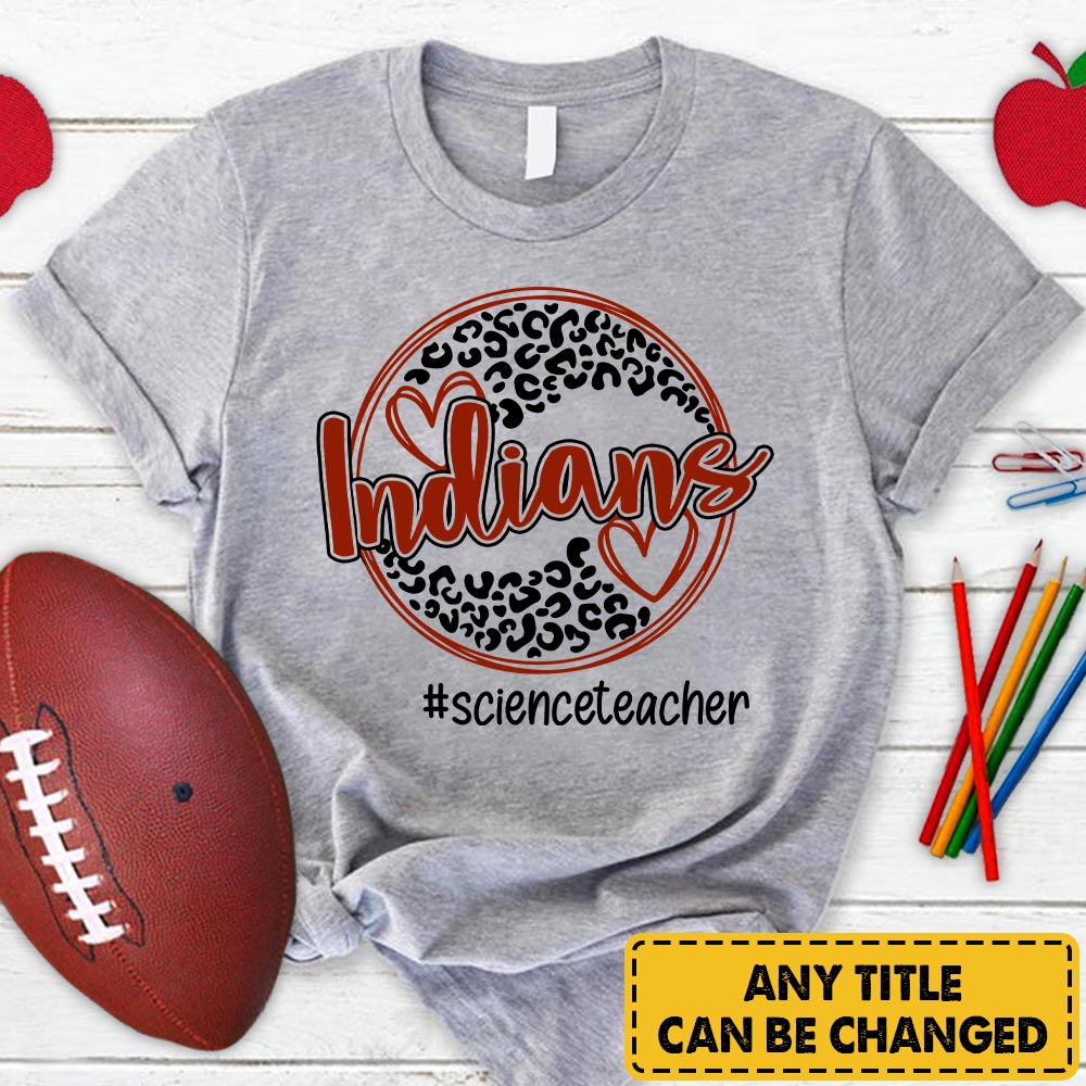 Personalized Indians Circle Leopard T-Shirt For Teacher