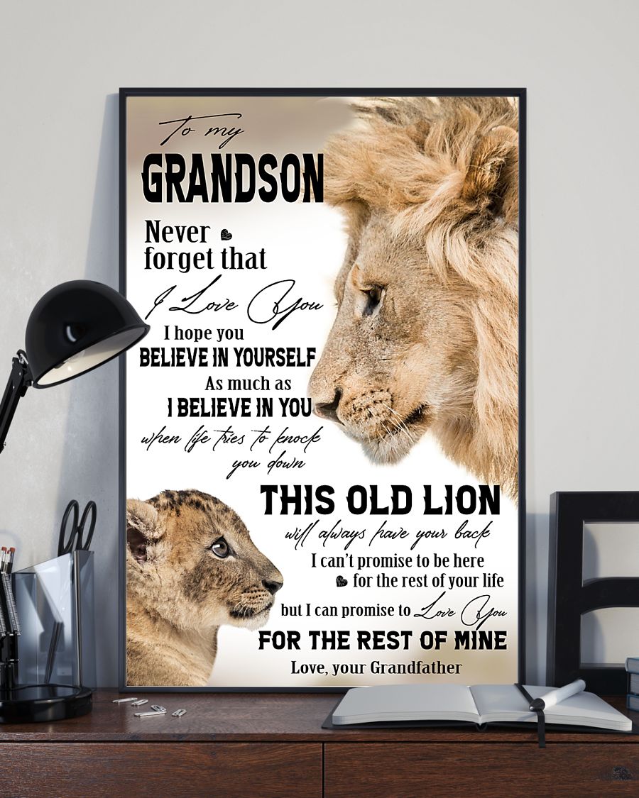 Personalized To My Grandson Lion From Grandfather Never Forget That I Love You Poster Wall Art Home Decor