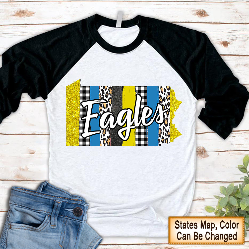 Personalized Shirt Eagles States Map And Color Shirt H2511