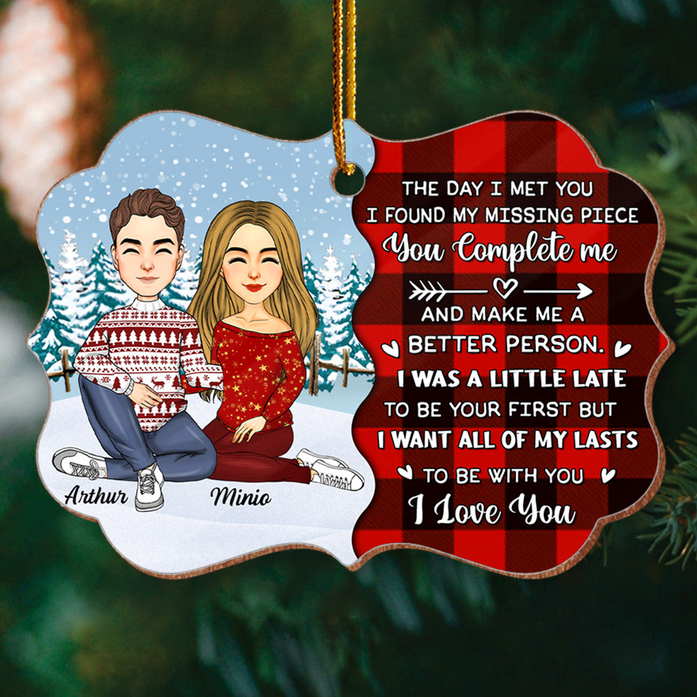 The Day I Met You - Christmas Gift For Couple - Customized Wooden Ornament