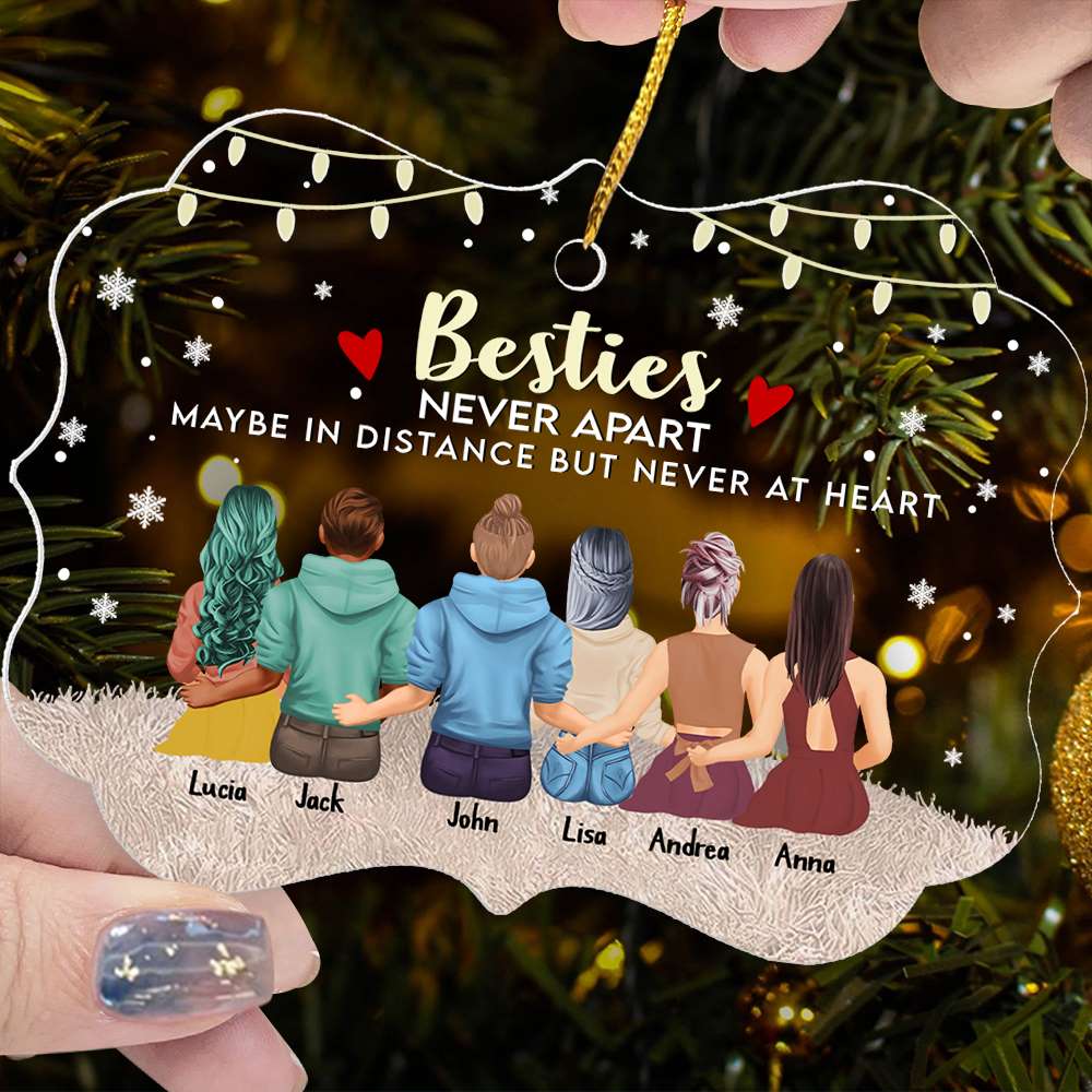 Bestie Never Apart Maybe In Distance But Never At Heart - Personalized Christmas Ornament