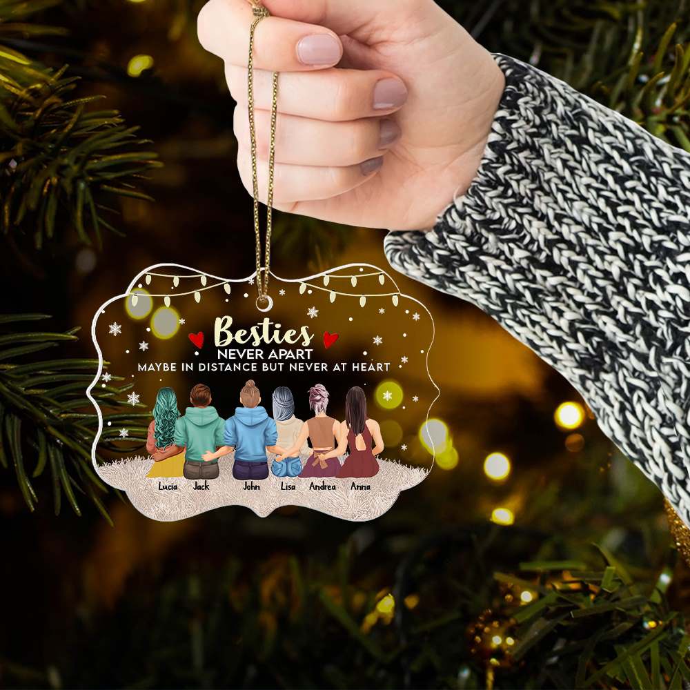 Bestie Never Apart Maybe In Distance But Never At Heart - Personalized Christmas Ornament