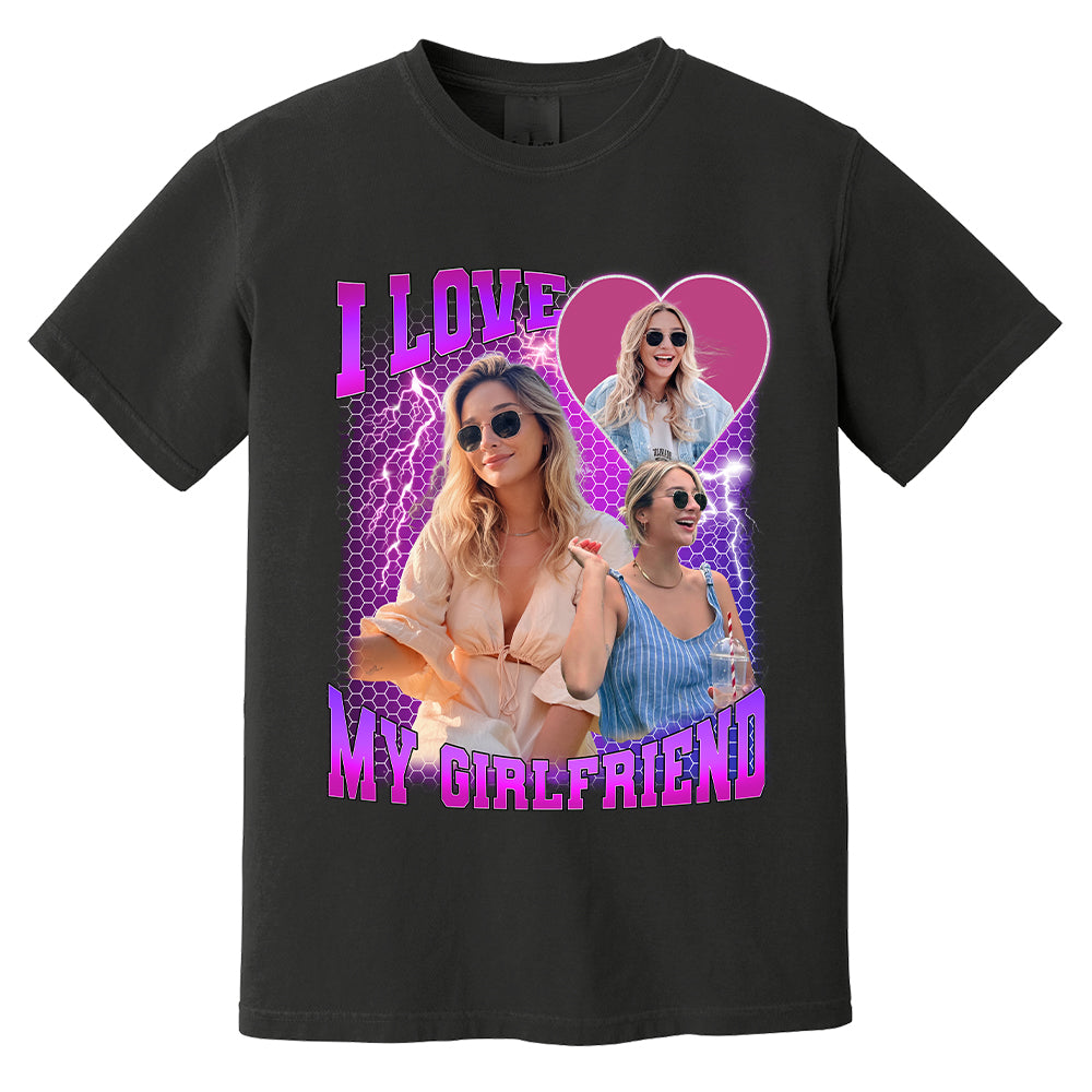 Custom Photo Bootleg Rap I Love My Girlfriend Valentine Shirt Gift For Boyfriend