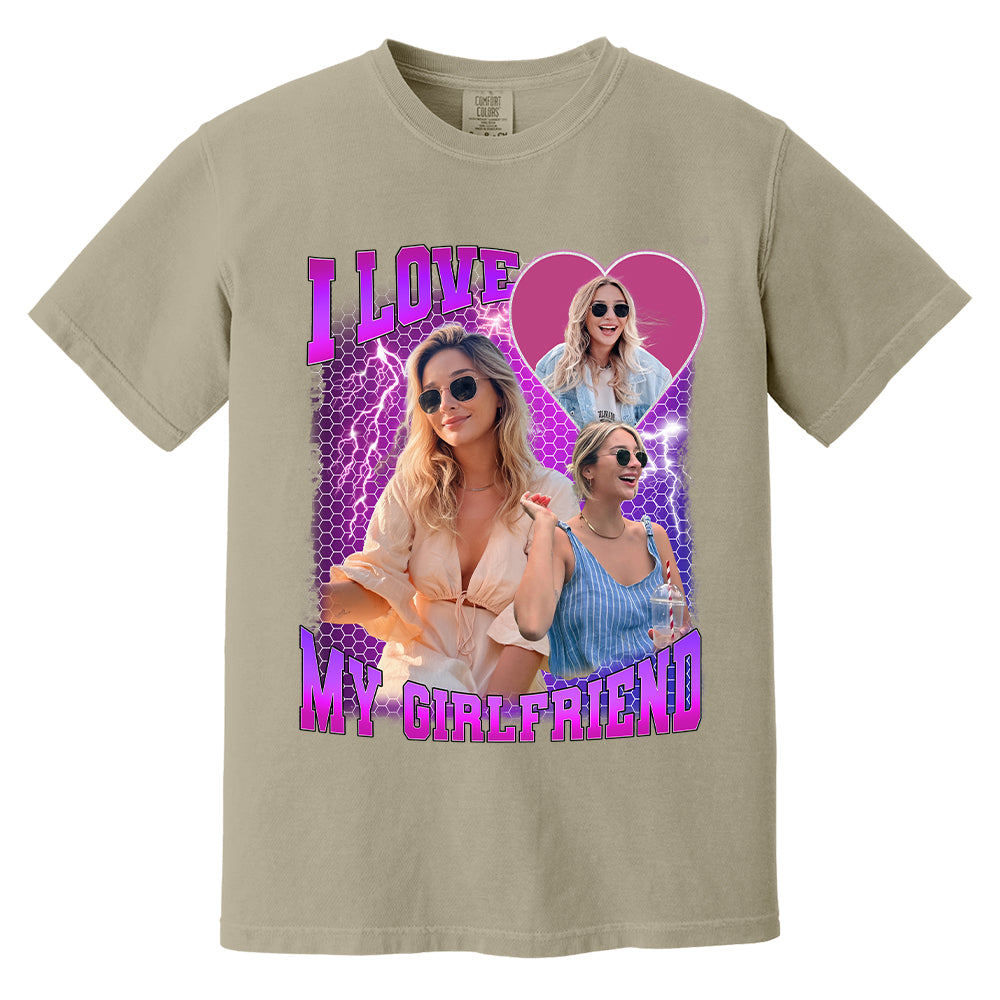 Custom Photo Bootleg Rap I Love My Girlfriend Valentine Shirt Gift For Boyfriend