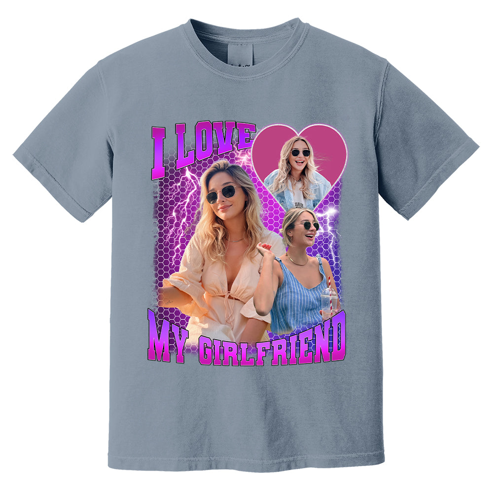 Custom Photo Bootleg Rap I Love My Girlfriend Valentine Shirt Gift For Boyfriend
