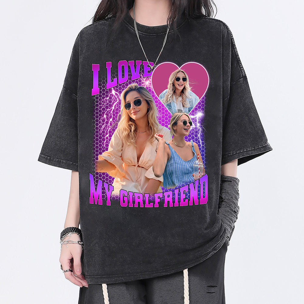 Custom Photo Bootleg Rap I Love My Girlfriend Valentine Shirt Gift For Boyfriend